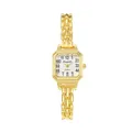 Dettaglio di un orologio al quarzo da donna in oro con quadrante quadrato e bracciale - Oro Bianco
