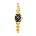 Elegante orologio al quarzo ovale da donna con bracciale a catena d'oro e quadrante nero - Oro Nero