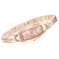 Elegant rose gold women's bracelet watch featuring a stylish small rectangular dial - Rhombic Square Dial Bracelet Watch / Rose Gold