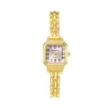 Elegante orologio da polso al quarzo dorato con quadrante quadrato vintage da donna. - Polvere d'oro