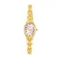 Elegante orologio da polso ovale dorato da donna con quadrante rosa e cinturino lucido - Polvere d'oro