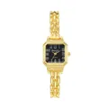 Vista frontale di un orologio da donna in oro con quadrante nero quadrato - Oro Nero