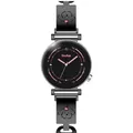 GCCLIYO Damen-Armbanduhr aus schwarzem Stahl mit pinkem Pudel-Design auf dem Zifferblatt - Gunmetal & Schwarz
