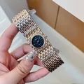 Elegant Dinimi vintage quartz bracelet watch with gold-tone metal band for women and black dial - Rose Gold Black