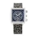GUOU stylish square quartz watch featuring a cool leopard print silicone strap for daily wear - Silicone Strap / Leopard Print Black Silver Frame (6072)