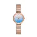 Elegant rose gold women's quartz watch with blue gradient glitter dial by EAVANLIN - Rose Gold Blue