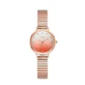 EAVANLIN lady's quartz watch with a gradient orange glitter dial and rose gold finish - Rose Gold Red