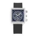 GUOU stylish square quartz watch with black silicone strap and skeletonized dial detail - Silicone Strap / Black Strap Black Silver Frame (6072)