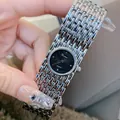 Elegant Dinimi vintage silver bracelet watch for women with a sleek black sunray dial - Silver Black