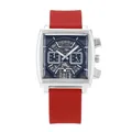 Modern GUOU silver square case quartz watch featuring a bold red silicone strap - Silicone Strap / Red Strap Black Silver Frame (6072)