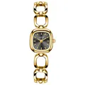 Elegant GEDI women's square watch with gold-toned chain bracelet and black dial - Gold Black Face