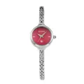 Elegant GUOU women's quartz watch featuring a small red dial and silver link bracelet - Silver Red