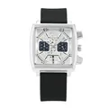 Reloj de cuarzo cuadrado GUOU con correa de silicona negra y diseño de esfera esqueleto - Correa de Silicona / Black Strap White Silver Frame (6072)