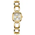 Elegant GEDI golden women's watch featuring a square dial and stylish chain link bracelet - Gold White Dial