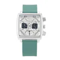 Reloj de cuarzo cuadrado GUOU con correa de silicona verde y esfera de esqueleto - Correa de Silicona / Light Green Strap White Silver Frame (6072)