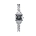 Orologio al quarzo quadrato da donna con quadrante nero e cinturino a maglie argento. - Argento Nero