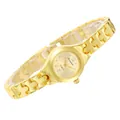 Vista dettagliata dell'orologio da polso dorato da donna con cinturino intrecciato. - Oro Oro (Mezze Cifre)