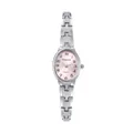 Elegante orologio a bracciale argento con quadrante rosa ovale e numeri. - Argento Rosa