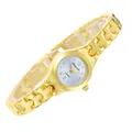 Dettaglio dell'orologio da donna Chaoyada con cinturino a maglie puzzle color oro - Oro e Blu Chiaro