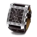 Vista detallada del reloj deportivo cuadrado WoMaGe para hombre con correa marrón - Marrón
