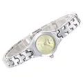 Elegante zilverkleurige horloge-armband met ronde champagne wijzerplaat en schakels - Zilveren Montuur Lichtgroene Lenzen