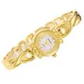 Élégante montre à quartz dorée pour femme avec un bracelet unique aux maillons croisés - Boîtier Or Cadran Blanc (Semi-Numérique)