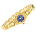 Montre à quartz élégante pour femme, ton or, cadran bleu et bracelet entrecroisé. - Or & Bleu Foncé