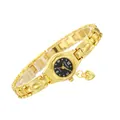 Vista dettagliata dell'orologio da polso d'oro da donna con quadrante nero e cuore - Oro Nero-Numeri Parziali