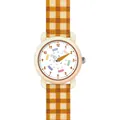 Reloj infantil con correa de silicona a cuadros amarillos y esfera de colores vivos - Correa Naranja Amarillo Marco Blanco Amarillo (Correa de Silicona)