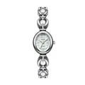 Elegant GEDI women's bracelet watch with silver pearls and a classic oval dial - Silver Case White Dial White Beads (Faux Pearl)