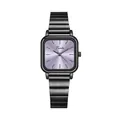 Elegant Eavanlin women's square watch with lavender sunray dial and black metal strap - Purple Sunburst Square Dial (1903) / Dial Diameter 31mm / Gun Purple Large