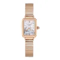 Elegant rose gold vintage square quartz watch for women with stylish white marble dial - Rectangular Expansion Band / Rose Gold White (Marble Texture)