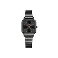 Elegant square minimalist women's watch with black metal link strap and rose gold accents - Square Dial Metal Strap (1903) / Dial Diameter 25mm / Gun Black Small