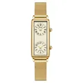 Gedi vintage gold square watch for women with dual time zones and elegant mesh strap - Full Gold (Mesh Band)