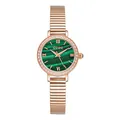 Elegant GUOU rose gold watch featuring a green malachite dial and crystal bezel - Round Rhinestone Style / Rose Gold Green (Malachite Texture)