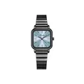 Elegant Eavanlin ladies square watch with light blue sunray dial and black metal link strap - Blue Sunburst Square Dial (1903) / Dial Diameter 25mm / Gun Blue Small