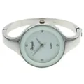 Vista dettagliata dell'orologio da donna argento con quadrante bianco minimalista - Bianco