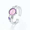 Dettaglio dell'orologio rigido a cuore in argento con quadrante rosa ed smalto viola - Viola (XinHua)