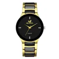 Elegante orologio al quarzo da uomo Orlando con quadrante nero e cinturino in acciaio dorato - Quadrante Nero Uomo