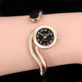 Orologio a bracciale CANSNOW da donna in oro rosa con quadrante nero e cristalli brillanti. - Nero Oro Rosa