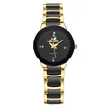 Orologio al quarzo professionale da uomo con cinturino in acciaio bicolore oro e nero - Modello Donna Quadrante Nero