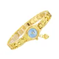 Elegante orologio a bracciale dorato da donna con quadrante azzurro e ciondolo cuore - Oro Celeste-Numeri Parziali