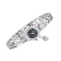 Vista dettagliata di un elegante orologio a bracciale d'argento con un grazioso ciondolo a cuore - Argento Nero-Numeri Parziali