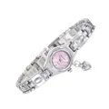 Dettaglio dell'orologio da donna argento con quadrante rosa e ciondolo a cuore - Argento Rosa-Numeri Parziali