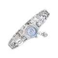 Elegante orologio a bracciale da donna in argento con ciondolo a cuore e quadrante blu - Argento Celeste-Numeri Parziali