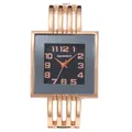 Dettaglio ravvicinato dell'orologio a bracciale ogyawatch in oro rosa e quadrante nero - Stile Quadrato / Oro Rosa (Quadrante Quadrato Nero)