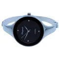 Elegante orologio a bracciale in quarzo argento per donna con quadrante nero minimalista - Nero