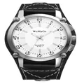Orologio sportivo da uomo classico WoMaGe con cinturino in pelle nera e quadrante bianco - Cinturino Nero Quadrante Bianco