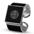 Elegante orologio da polso da donna con quadrante quadrato nero e bracciale argento - Stile Bracciale Aperto Quadrato Nero (683) / Nero