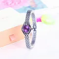 Elegante orologio da polso a quarzo da donna in argento con quadrante viola vivace - Argento Viola